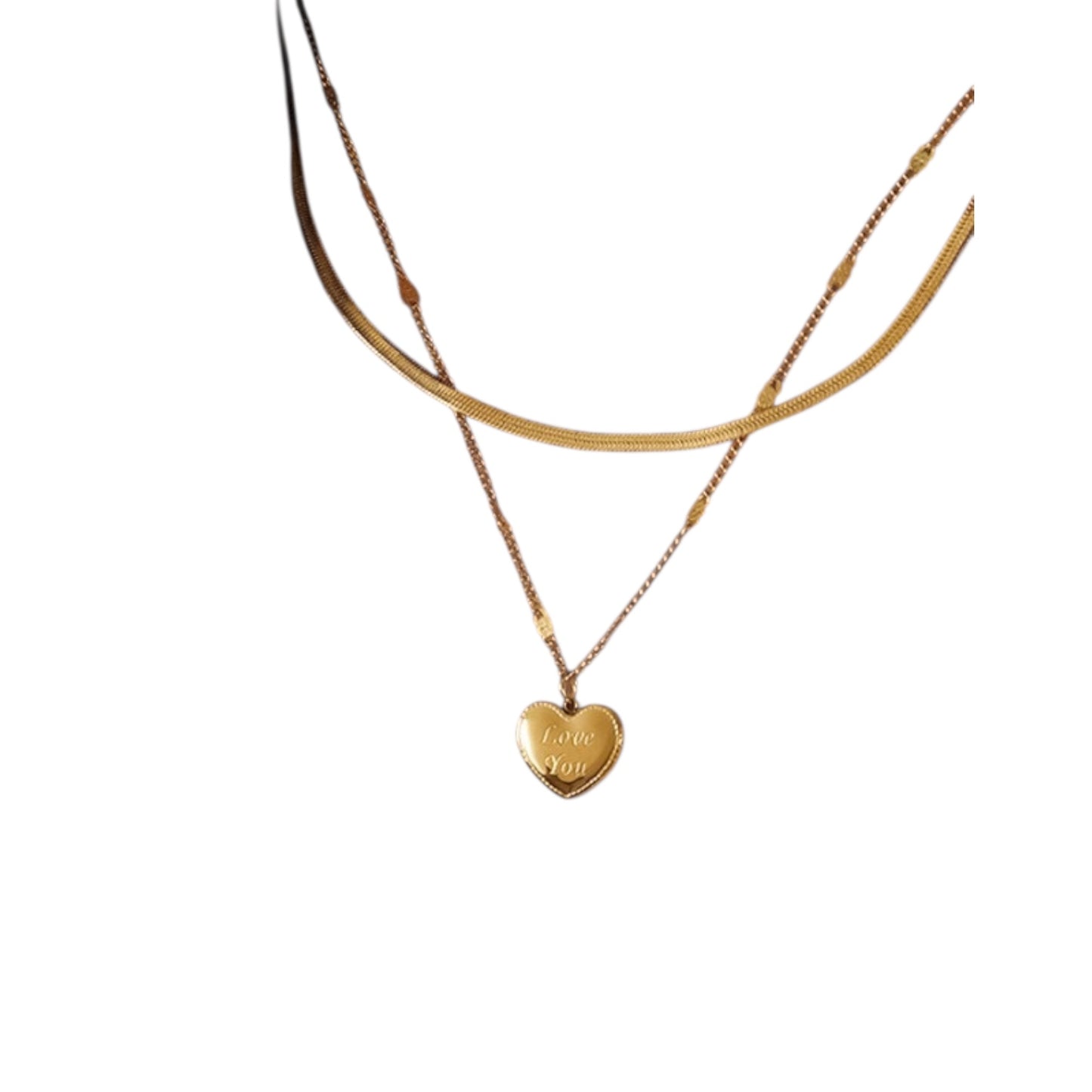 Collar Fiorella-Charms Corazon-Piedras Cristales-Dorado