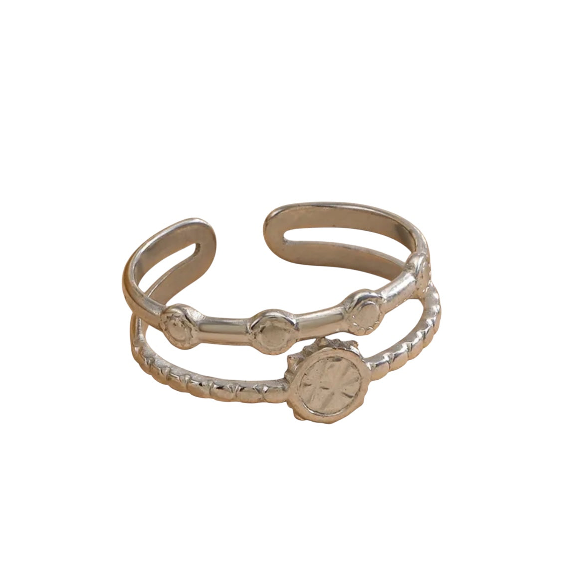 Sortija Saril Ajustable con Esfera de Timon -Dorada-Plateada