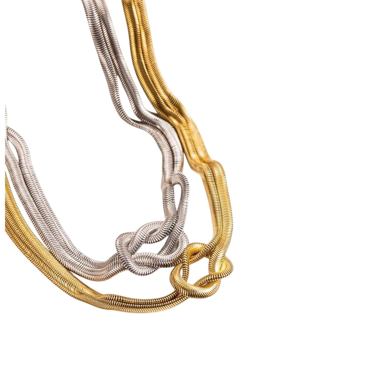 Collar Valentin Diseño Entrelazado-Dorado-Plateado