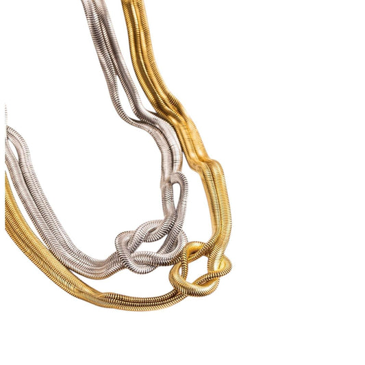 Collar Valentin Diseño Entrelazado-Dorado-Plateado