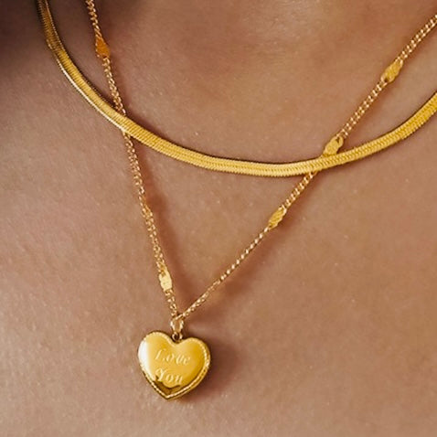 Collar Fiorella-Charms Corazon-Piedras Cristales-Dorado