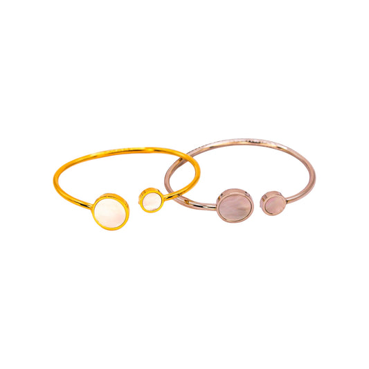 Pulsera Adara Adjustable-Piedra Madre Perla-Plateada