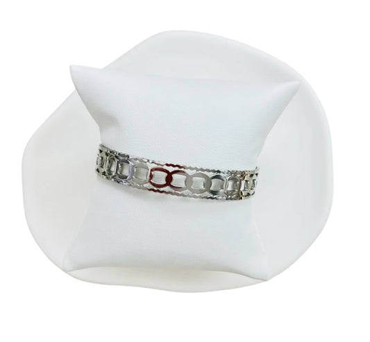 Pulsera Eva Ajustable-Diseño Cuadrado-Plateada