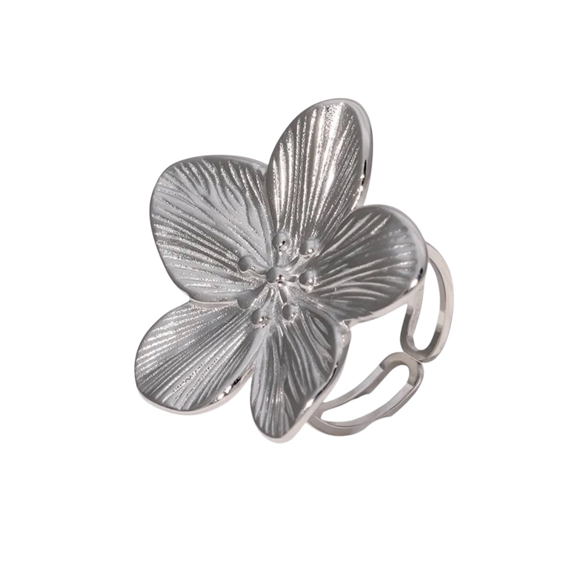Sortija Gaia Ajustable Flor-Dorada-Plateada