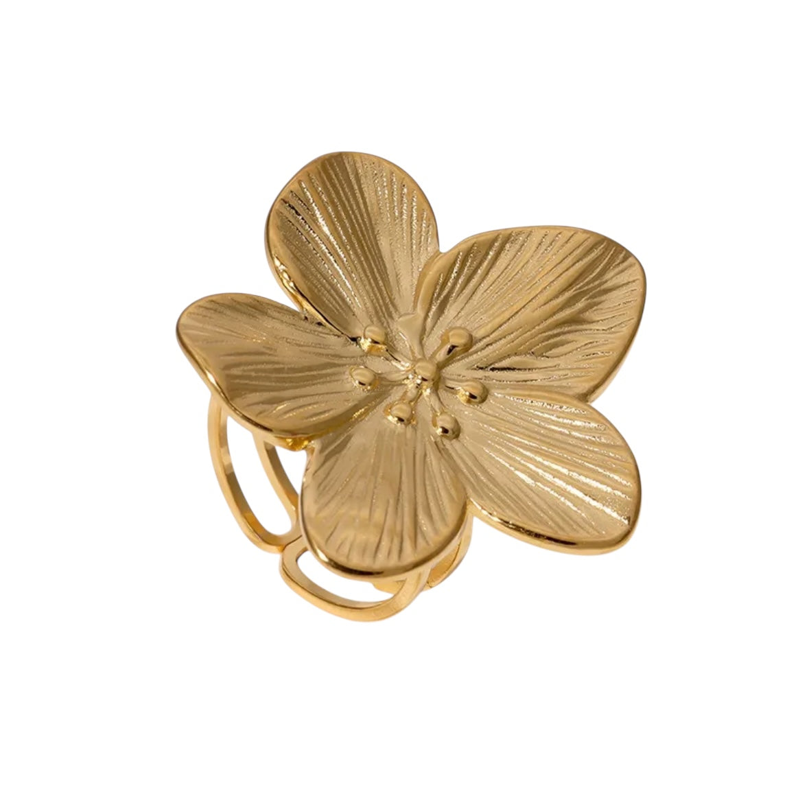 Sortija Gaia Ajustable Flor-Dorada-Plateada