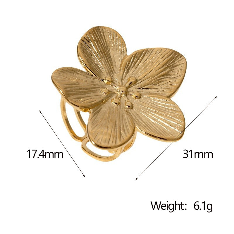 Sortija Gaia Ajustable Flor-Dorada-Plateada