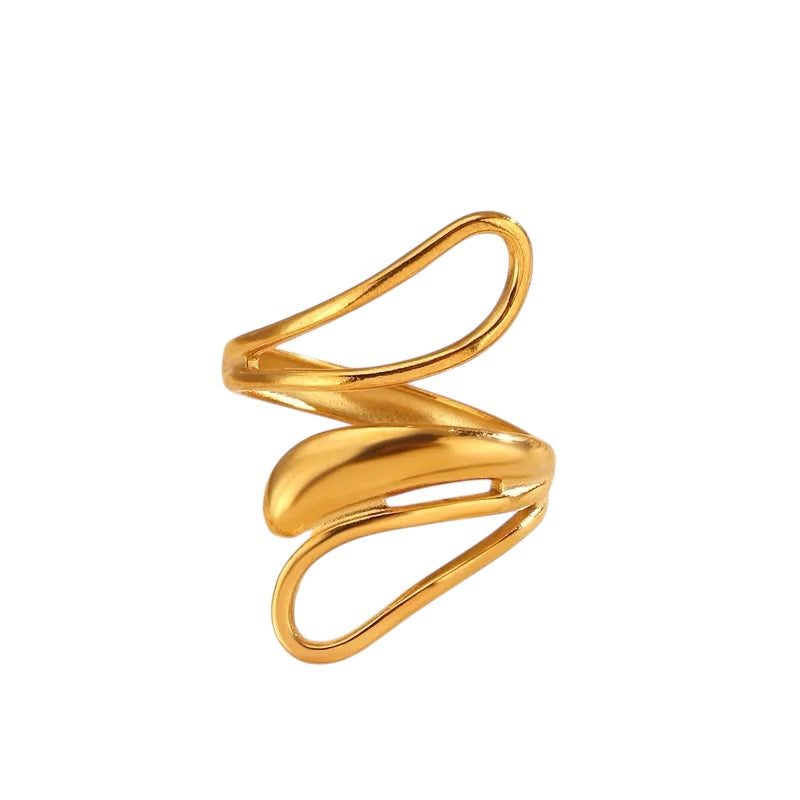 Sortija Raizel Ajustable Estilo Glamour Hip Hop-Dorada-Plateada