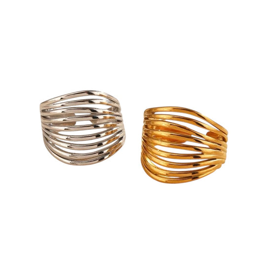 Sortija Reese Ajustable Estilo Simple-Dorada-Plateada
