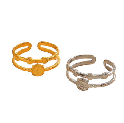 Sortija Saril Ajustable con Esfera de Timon -Dorada-Plateada