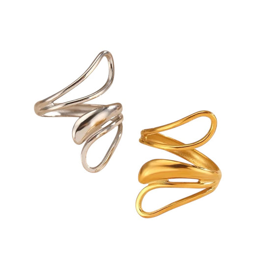 Sortija Raizel Ajustable Estilo Glamour Hip Hop-Dorada-Plateada